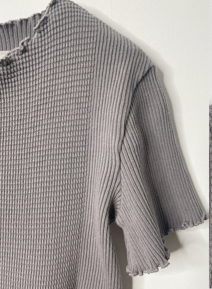 Waffle Rib Combo, #311711, SS CREW TOP, CHARCOAL