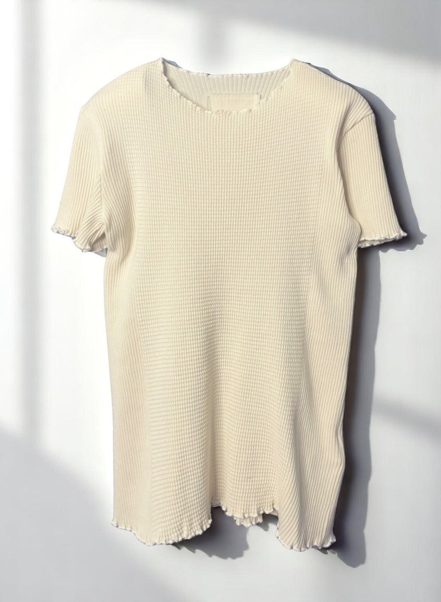 Waffle Rib Combo, #311711, SS CREW TOP,  NATURAL