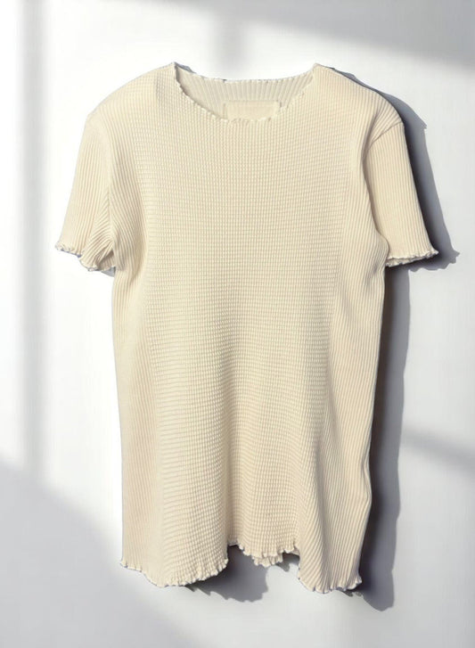 Waffle Rib Combo, #311711, SS CREW TOP,  NATURAL