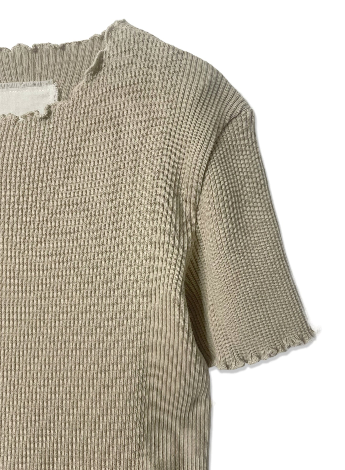 Waffle Rib Combo, #311711, SS CREW TOP, SAND KHAKI