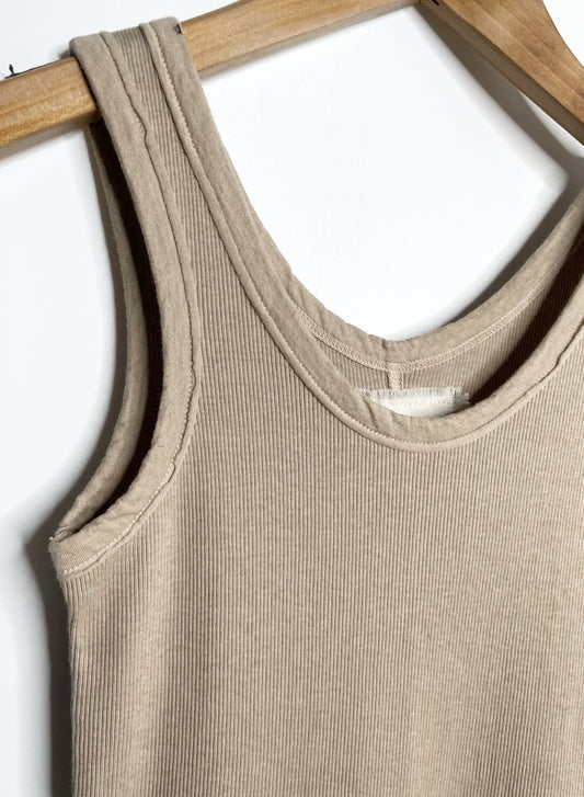 Cotton Cashmere Rib, TANKTOP, #322736, 90%cotton 10%cashmere, SAND KHAKI