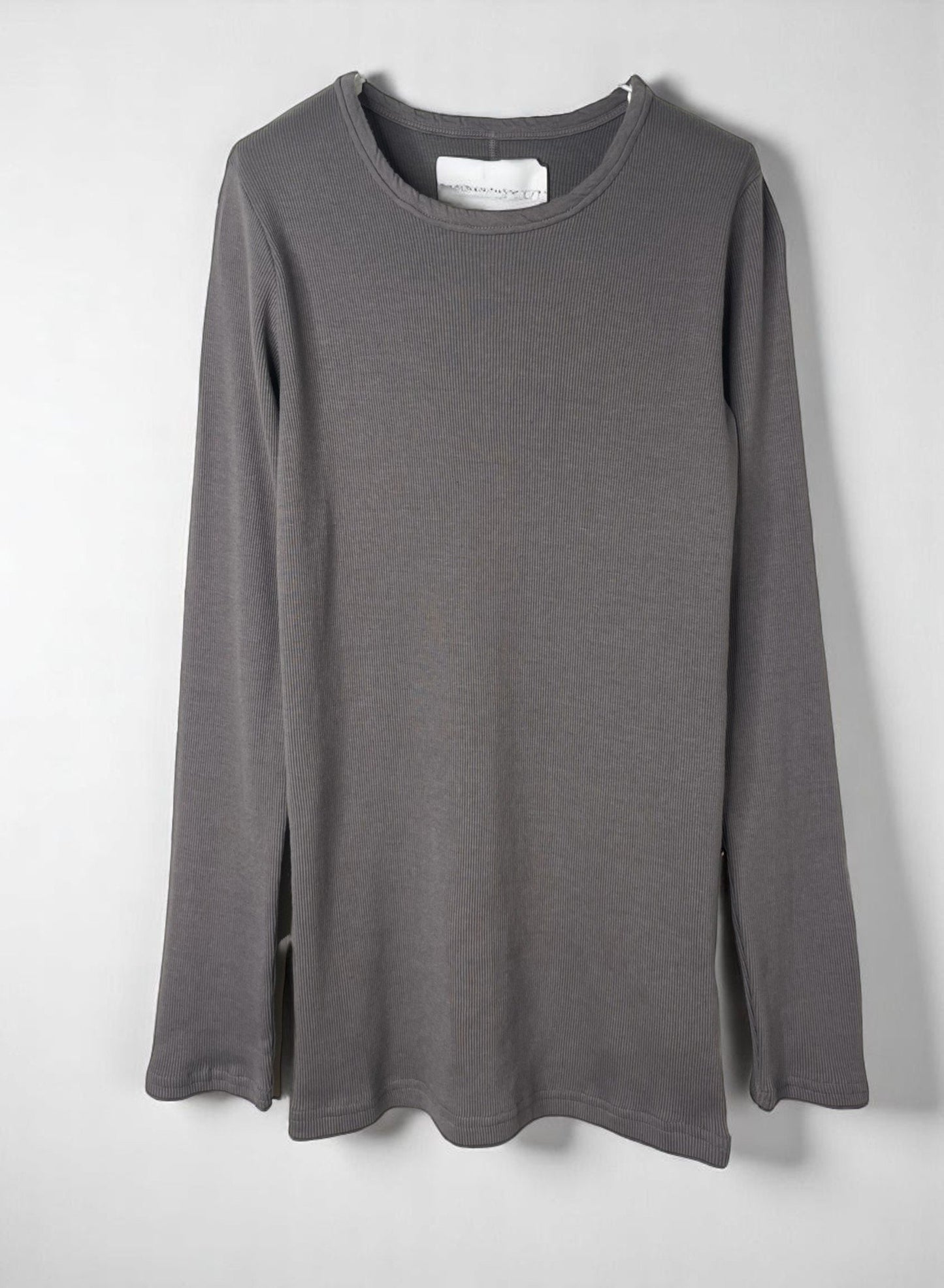 Cotton Cashmere Rib, LS CREW, #392662, 90%cotton 10%cashmere, CHARCOAL
