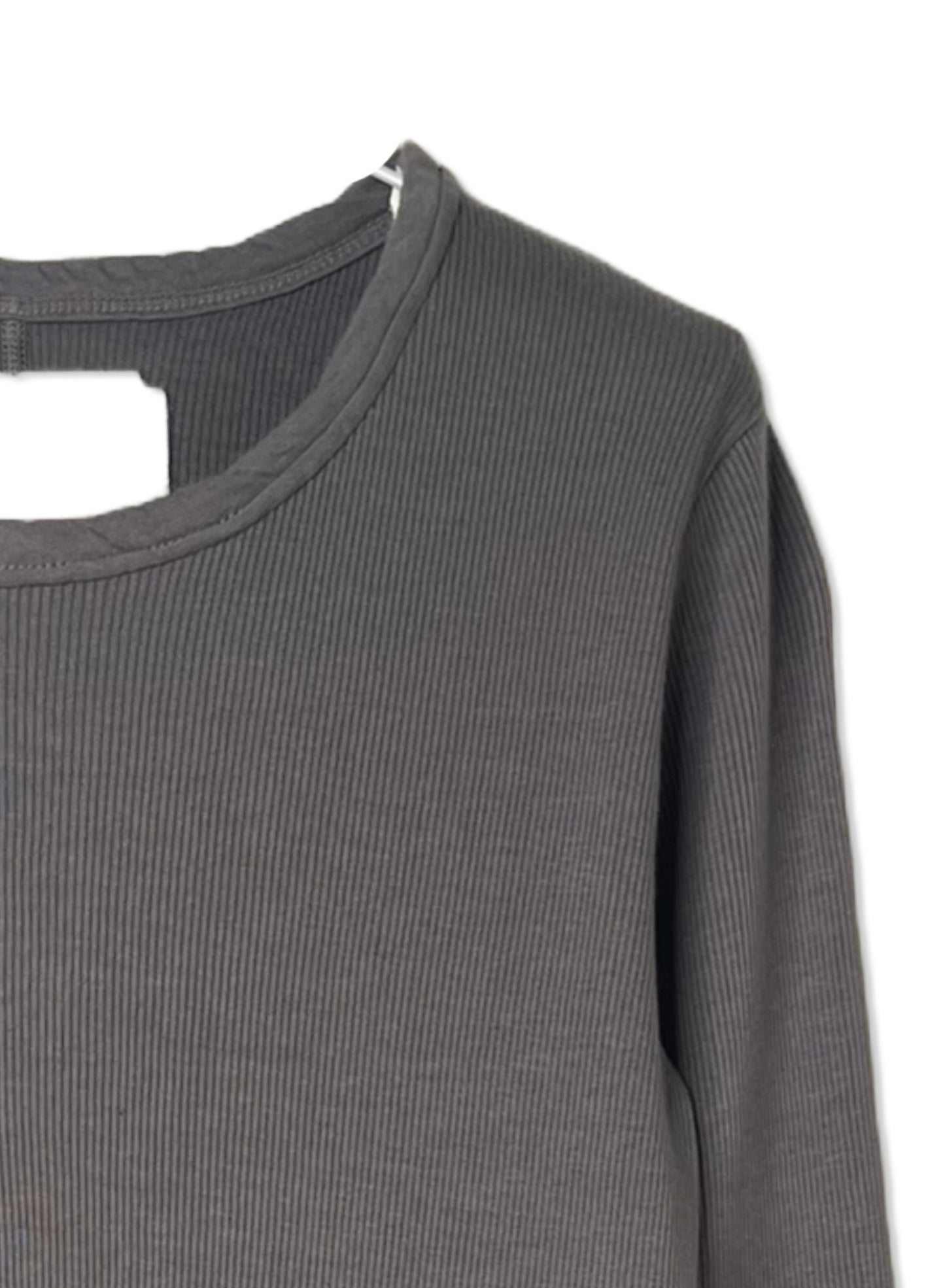 Cotton Cashmere Rib, LS CREW, #392662, 90%cotton 10%cashmere, CHARCOAL