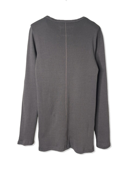 Cotton Cashmere Rib, LS CREW, #392662, 90%cotton 10%cashmere, CHARCOAL