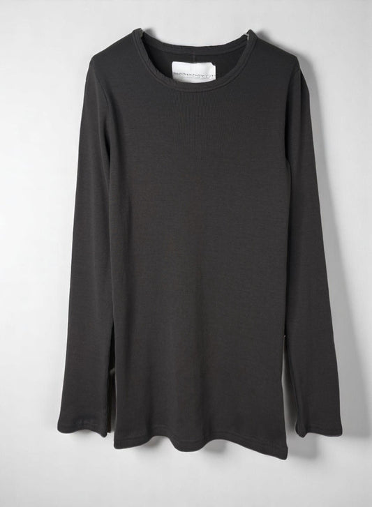 Cotton Cashmere Rib, LS CREW, #392662, 90%cotton 10%cashmere, BLACK
