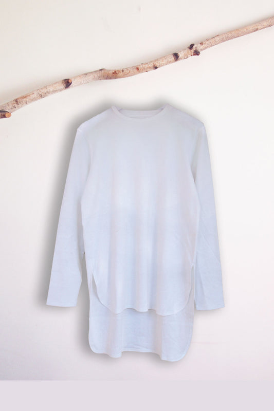 Baby Cotton Smooth, Long Sleeve  Crew Tunic, #702086, WHITE