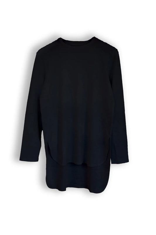 Baby Cotton Smooth, Long Sleeve  Crew Tunic, #702086, Black