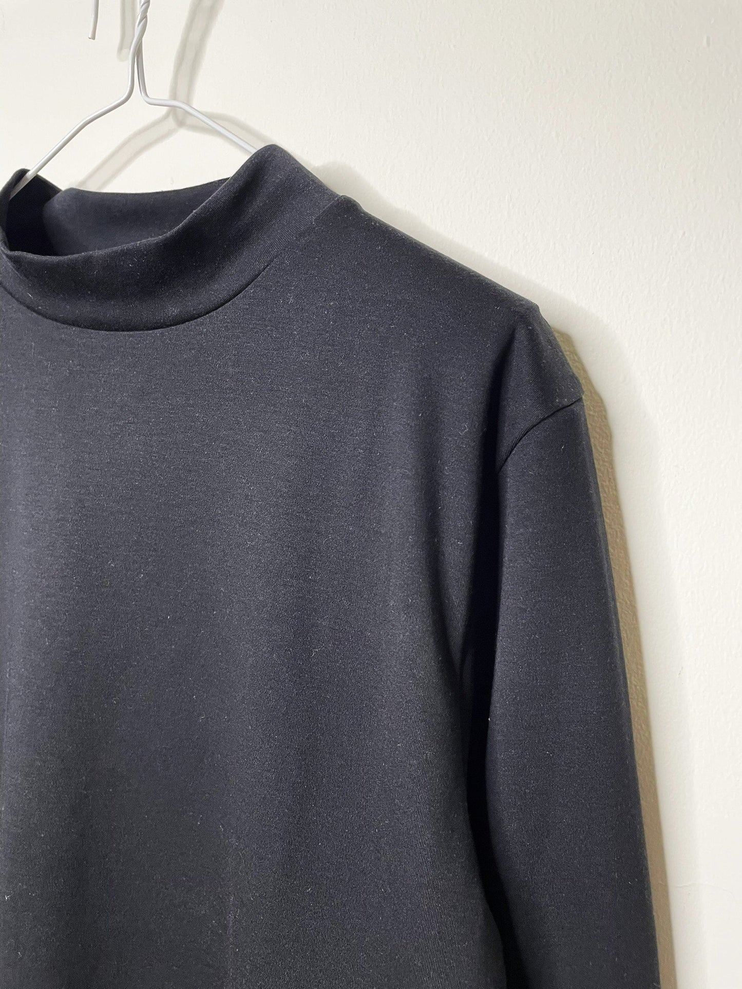 Men's  SUPIMA COTTON SMOOTH, #792041 LS MOCH NECK, BLACK