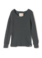 Waffle Rib Combo Tube, Long Sleeve Crew Neck Top. #802-748, Black