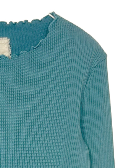 Waffle Rib Combo Tube,  Long Sleeve  Crew Neck Top. #802-748, PEACOCK