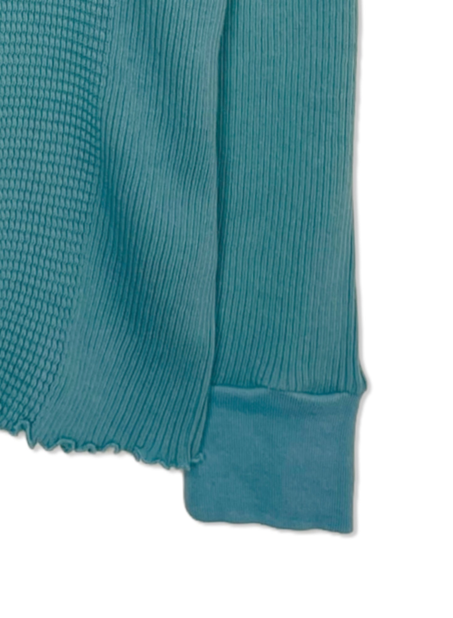 Waffle Rib Combo Tube,  Long Sleeve  Crew Neck Top. #802-748, PEACOCK
