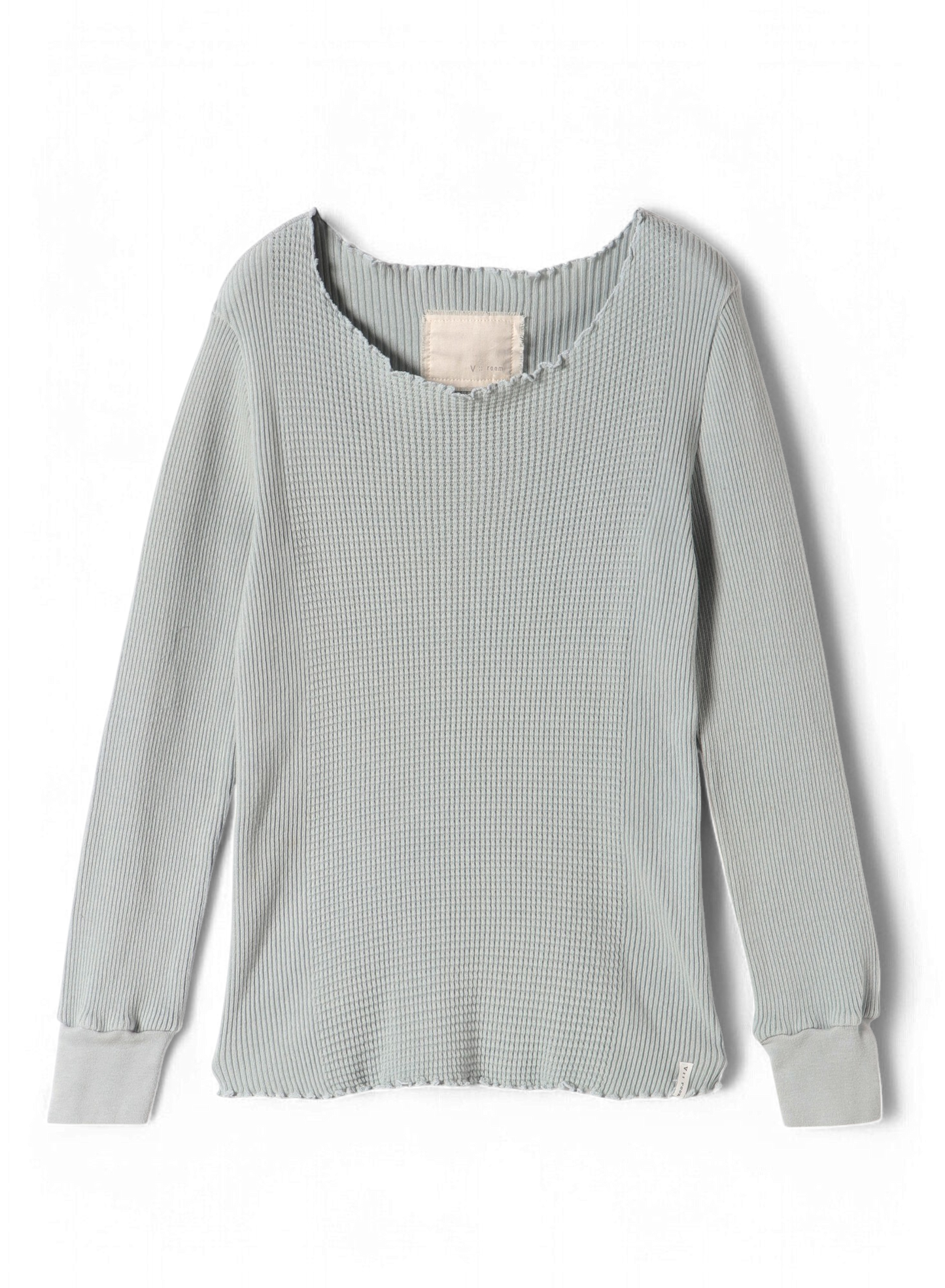 Waffle Rib Combo Tube,  Long Sleeve  Crew Neck Top. #802-748, Grey