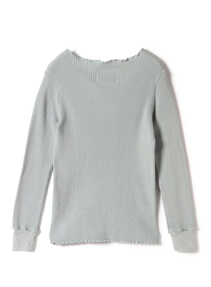 Waffle Rib Combo Tube,  Long Sleeve  Crew Neck Top. #802-748, Grey