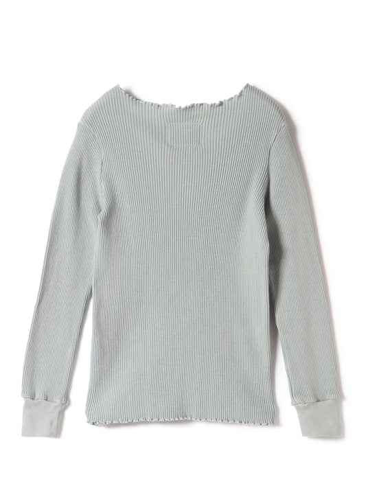 Waffle Rib Combo Tube,  Long Sleeve  Crew Neck Top. #802-748, Grey