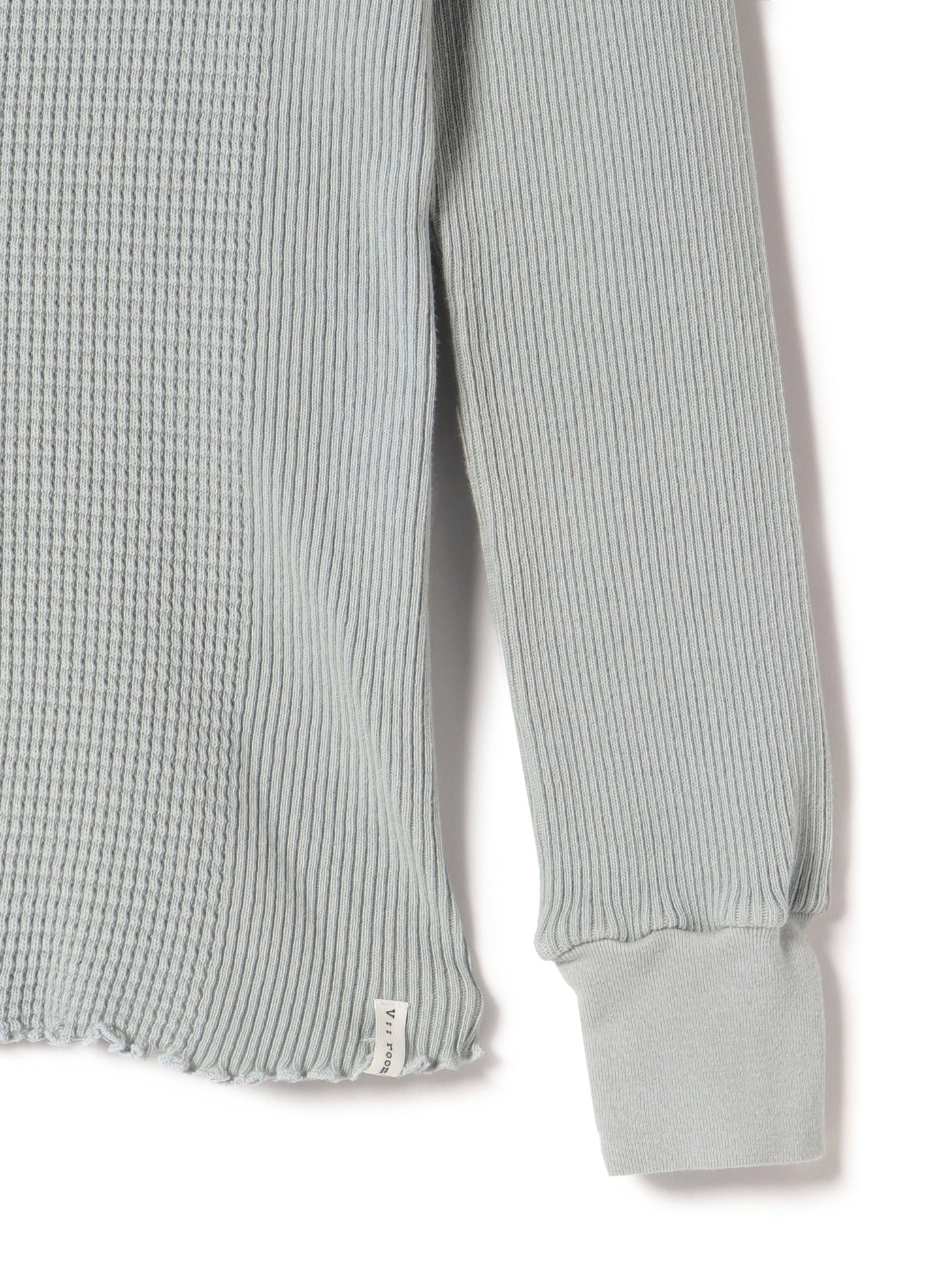 Waffle Rib Combo Tube,  Long Sleeve  Crew Neck Top. #802-748, Grey