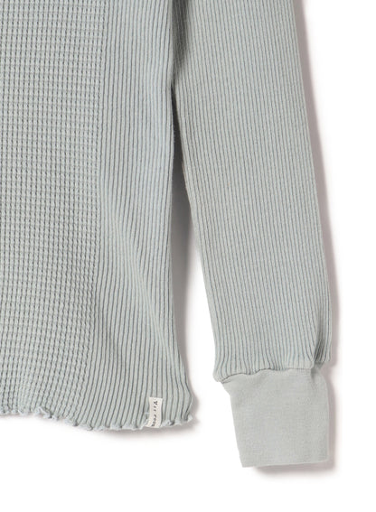 Waffle Rib Combo Tube,  Long Sleeve  Crew Neck Top. #802-748, Grey