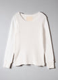 Waffle Rib Combo Tube,  Long Sleeve  Crew Neck Top. #802-748, White