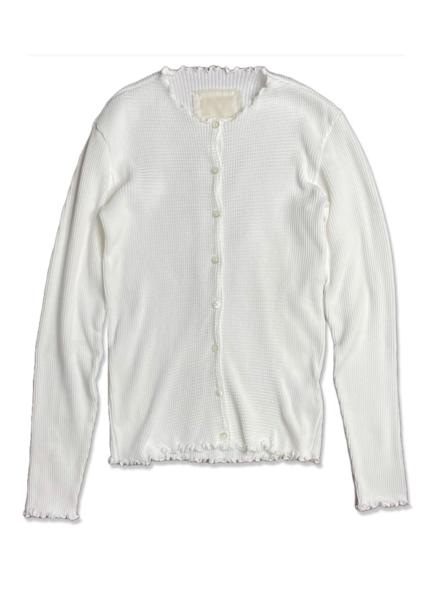 Waffle Rib Combo Tube, Long Sleeve Cardigan. #812-765, White