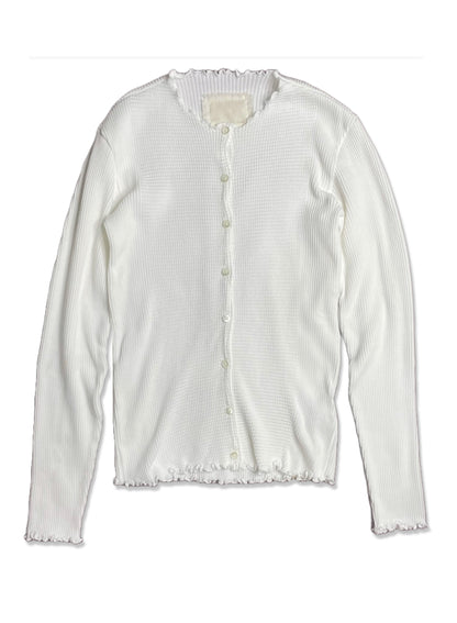 Waffle Rib Combo Tube, Long Sleeve Cardigan. #812-765, White