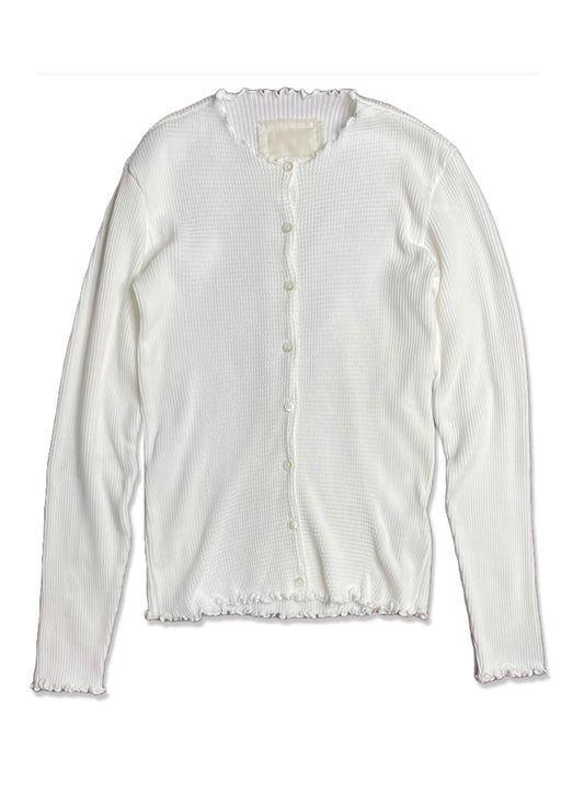Waffle Rib Combo Tube, Long Sleeve Cardigan. #812-765, White