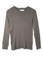 Waffle Rib Combo Tube,  Long Sleeve  Crew Neck Top. #802-748, CHARCOAL