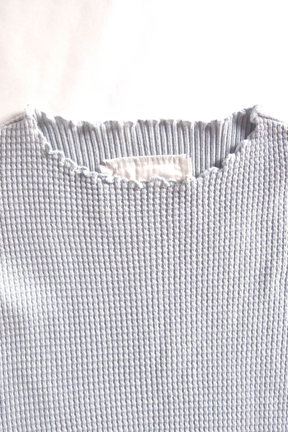 Waffle Rib Combo Tube,  Long Sleeve  Crew Neck Top. #802-748, Grey