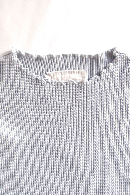 Waffle Rib Combo Tube,  Long Sleeve  Crew Neck Top. #802-748, Grey