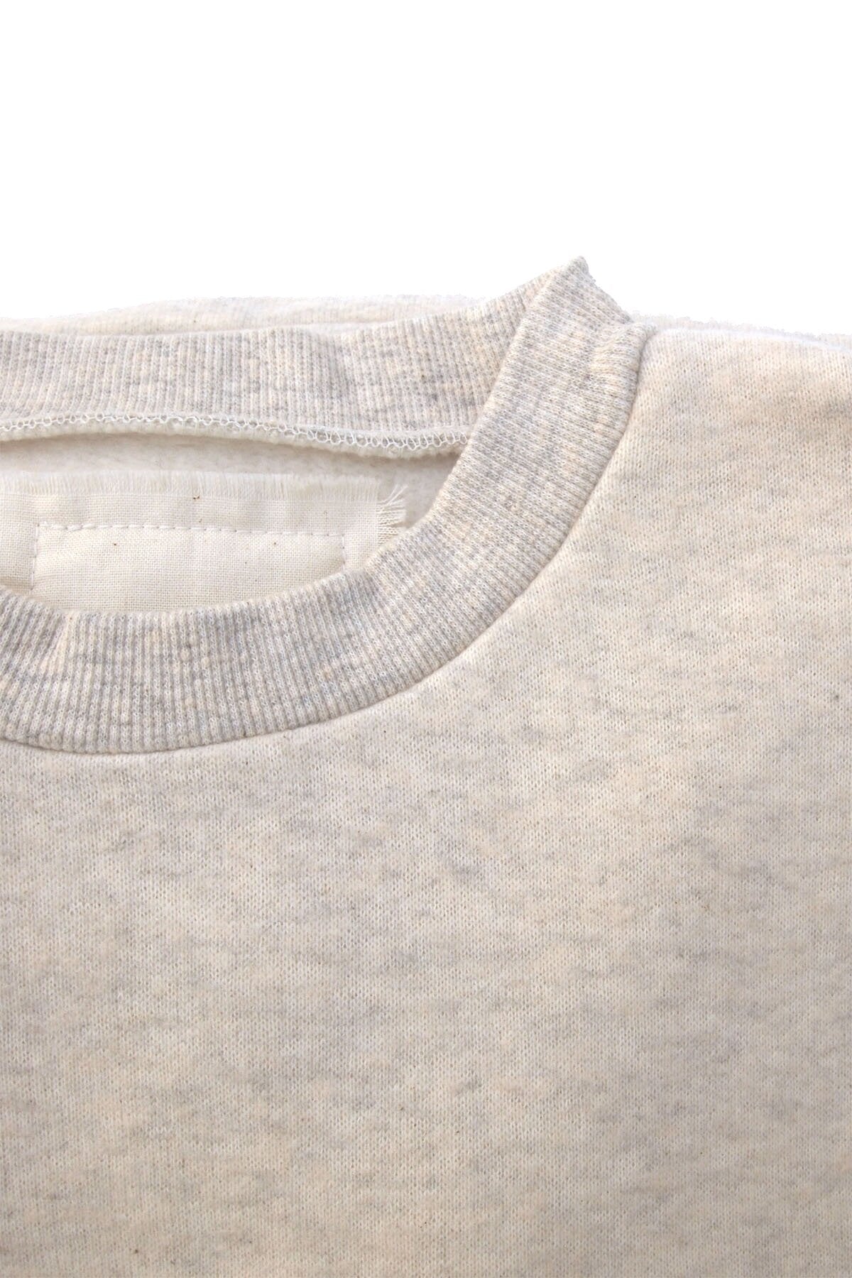 Tencel Brushed Fleece, Long Sleeve Side Slit Crew Neck Sweat Shirts, #802-754, oatmeal