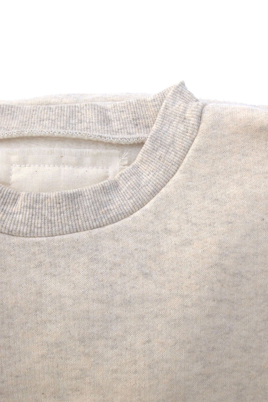 Tencel Brushed Fleece, Long Sleeve Side Slit Crew Neck Sweat Shirts, #802-754, oatmeal