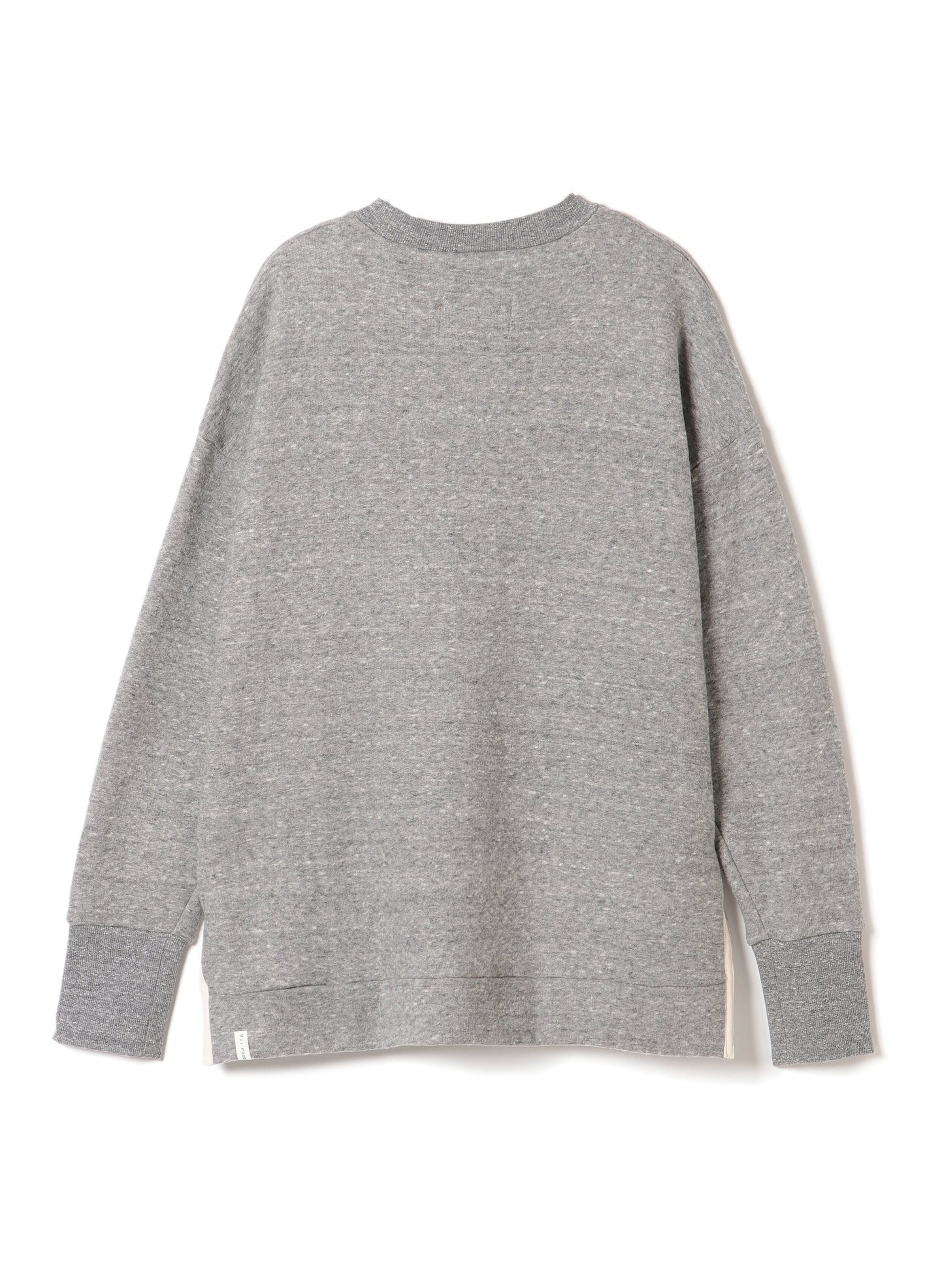 Tencel Brushed Fleece, Long Sleeve Side Slit Crew Neck Sweat Shirts, #802-754、HT Charcoal