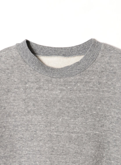 Tencel Brushed Fleece, Long Sleeve Side Slit Crew Neck Sweat Shirts, #802-754、HT Charcoal