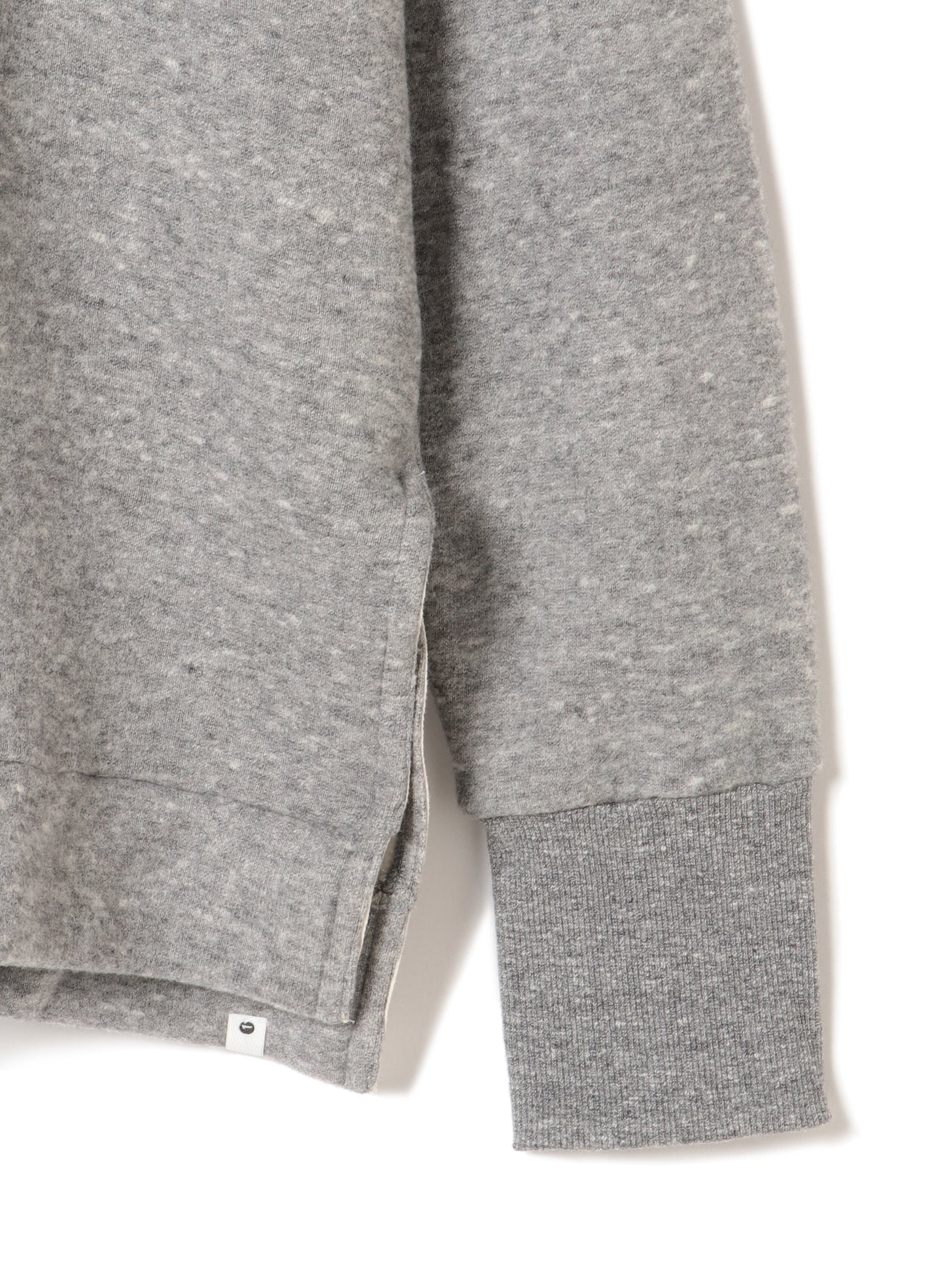Tencel Brushed Fleece, Long Sleeve Side Slit Crew Neck Sweat Shirts, #802-754、HT Charcoal