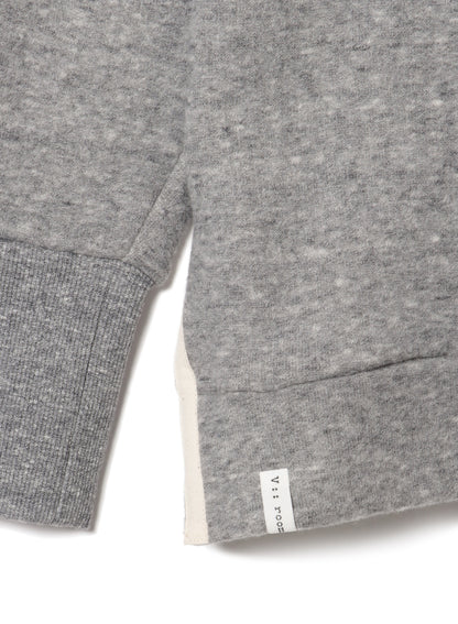 Tencel Brushed Fleece, Long Sleeve Side Slit Crew Neck Sweat Shirts, #802-754、HT Charcoal