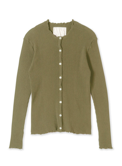 Waffle Rib Combo Tube, Long Sleeve Cardigan. #812-765, OLIVE