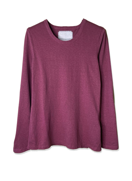 Reverse Cotton Jersey, Long Sleeve Regular Fit Crew Top, #812-767, BURGANDY