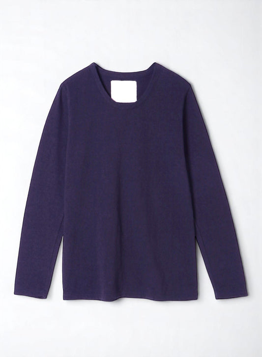 Reverse Cotton Jersey, Long Sleeve Regular Fit Crew Top, #812-767, Navy