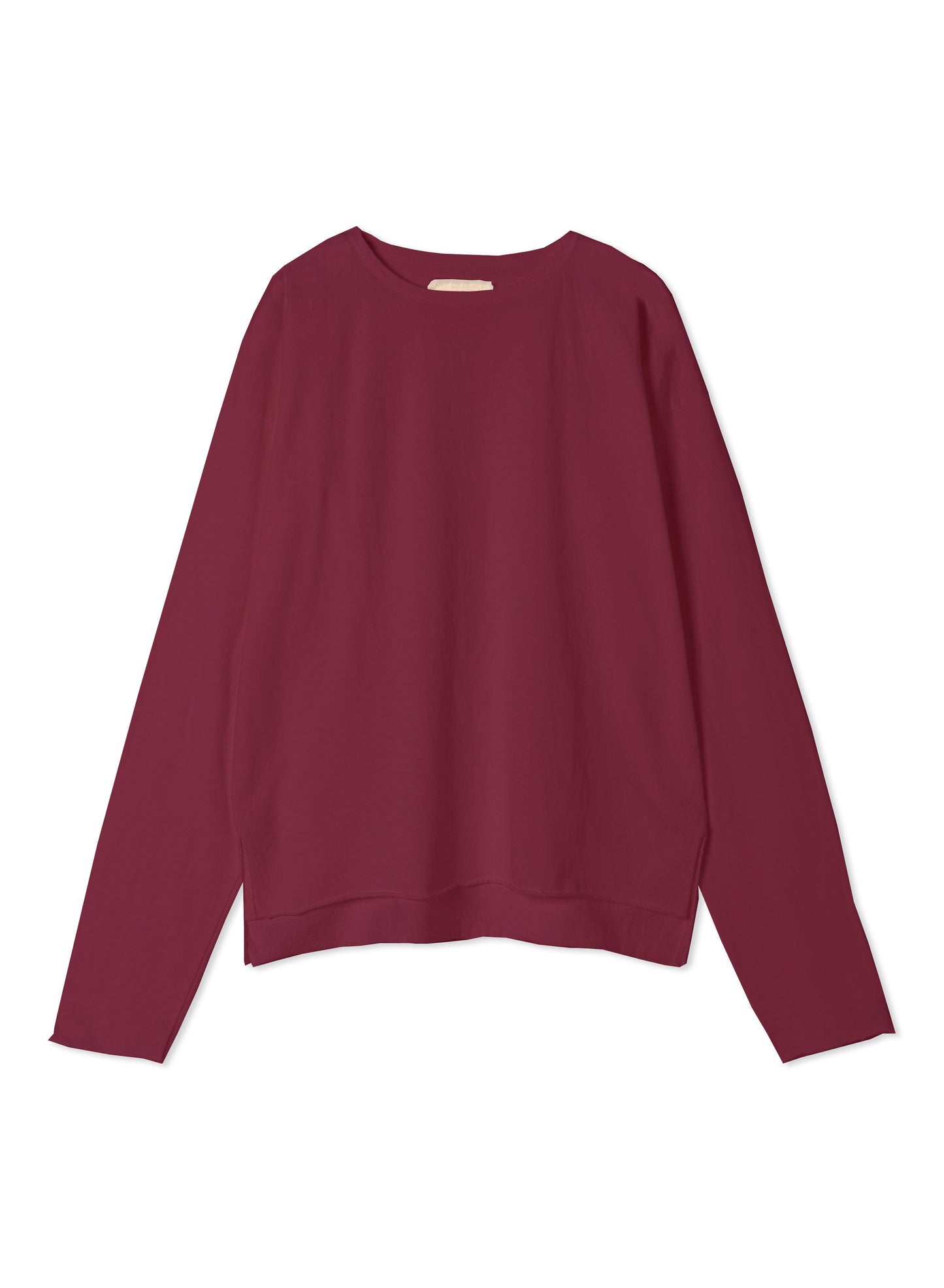 Reverse Cotton 32Gage Jersey, LS Drop Shoulder Boat Neck Tee, #812-769, Burgandy