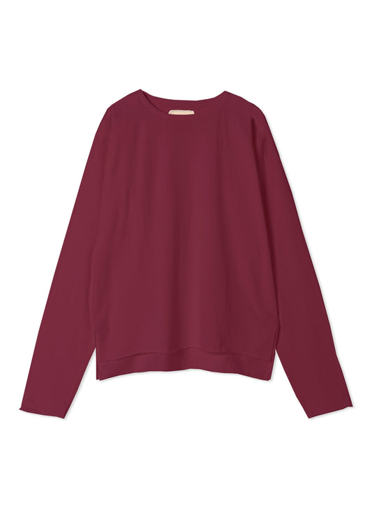 Reverse Cotton 32Gage Jersey, LS Drop Shoulder Boat Neck Tee, #812-769, Burgandy