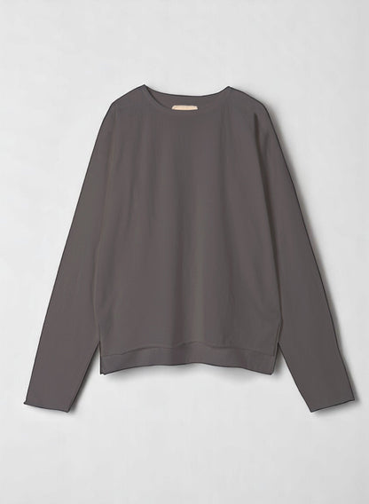 Reverse Cotton 32Gage Jersey, LS Drop Shoulder Boat Neck Tee, #812-769, charcoal