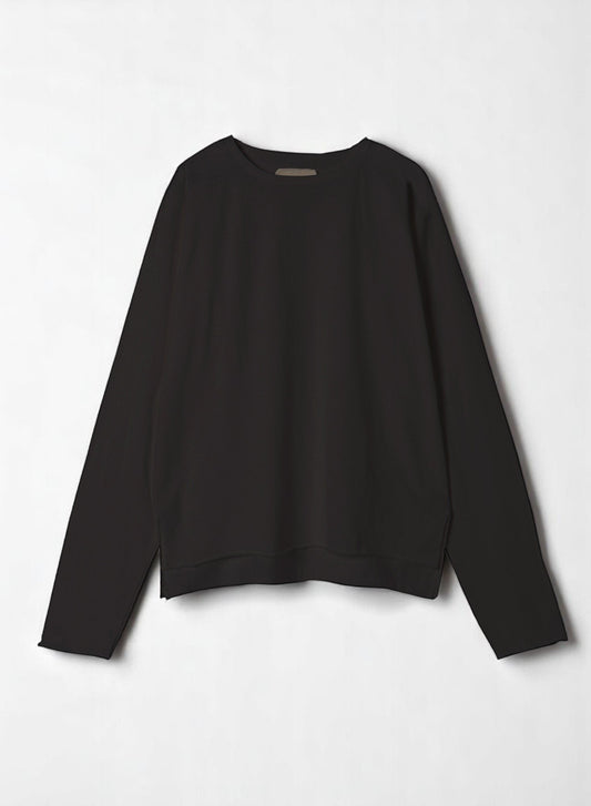 Reverse Cotton 32Gage Jersey, LS Drop Shoulder Boat Neck Tee, #812-769, Black