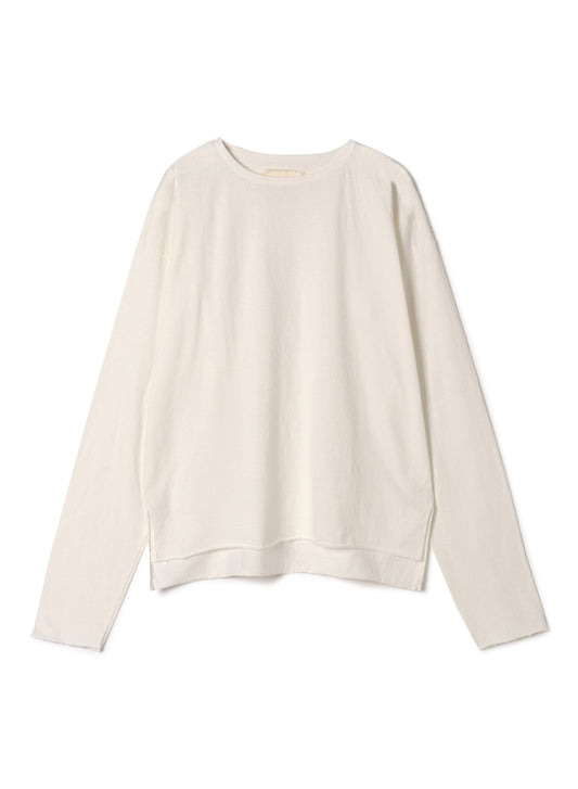 Reverse Cotton 32Gage Jersey, LS Drop Shoulder Boat Neck Tee, #812-769, White