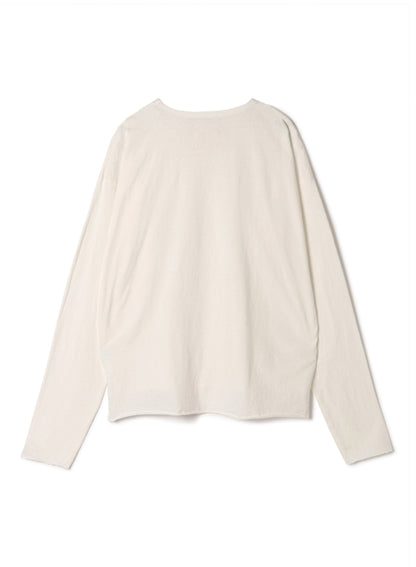 Reverse Cotton 32Gage Jersey, LS Drop Shoulder Boat Neck Tee, #812-769, White