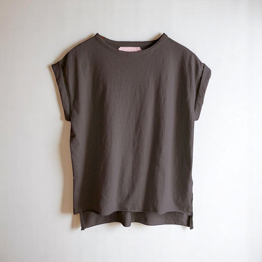 Reverse Cotton 32Gage Jersey,  #821-795, Folded Sleeve Tanktop, DARK CHARCOAL