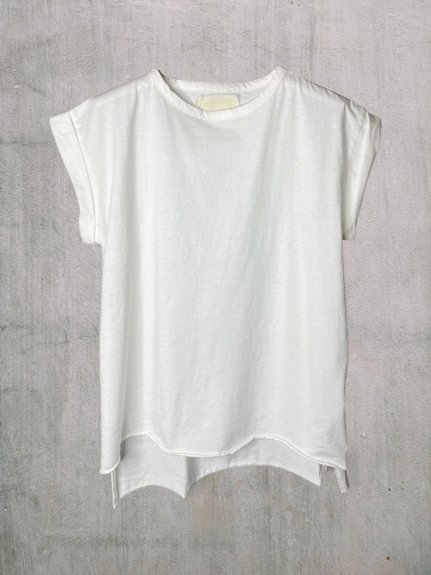 Reverse Cotton 32Gage Jersey, #821-795, Folded Sleeve Tanktop, WHITE