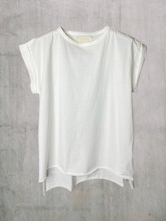 Reverse Cotton 32Gage Jersey, #821-795, Folded Sleeve Tanktop, WHITE