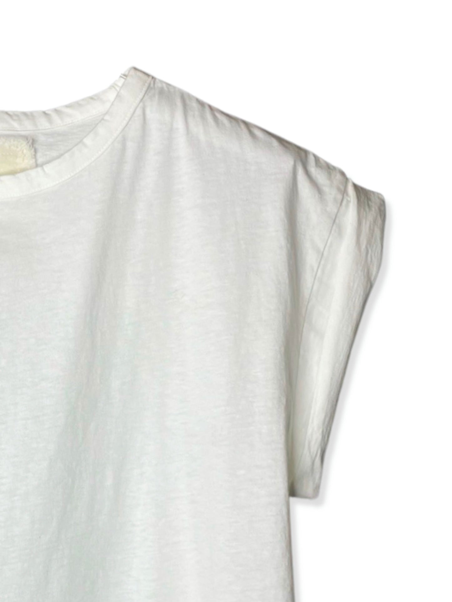 Reverse Cotton 32Gage Jersey, #821-795, Folded Sleeve Tanktop, WHITE