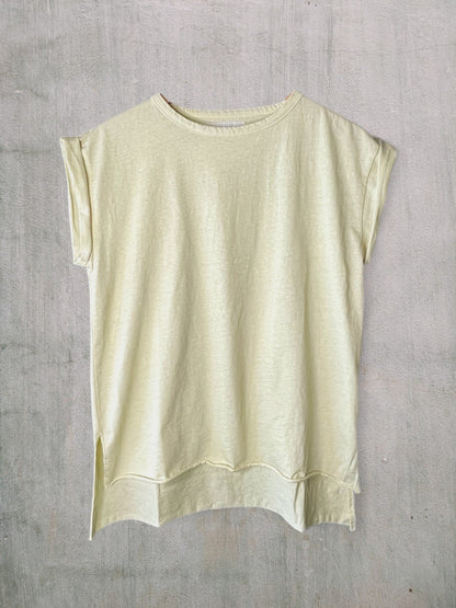 Reverse Cotton 32Gage Jersey,  #821-795, Folded Sleeve Tanktop, YELLOW BUTTER