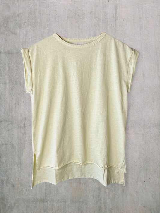 Reverse Cotton 32Gage Jersey,  #821-795, Folded Sleeve Tanktop, YELLOW BUTTER
