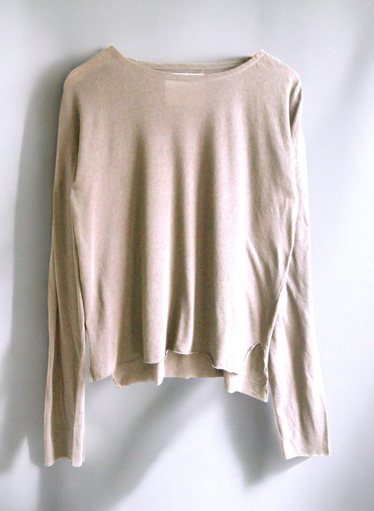 Linen Soft Jersey, LS Drop Shoulder Boat Neck Tee, #  821-798, NATURAL