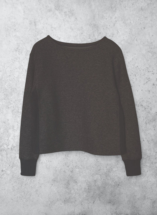 Cotton Tencel Brushed Fleece, LS Clean Boat Neck Sweatshirts, #822-805, DK CHARCOAL, ONE SIZE